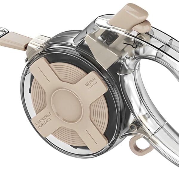 16 ft Tangle-Free Retractable Dog Leash with One-Handed Brake, Strong Nylon Tape & Transparent Shell for Small & Medium Dogs up to 44 lbs