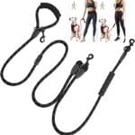 Cymiler Hands Free Dog Leash, 8 Ft Reflective Cross-Body Pet Rope Leashes with Sponge Handle, Heavy Duty Nylon, for Running, Hiking, Training, Waist Leash for Small Medium Large Dogs (Black)