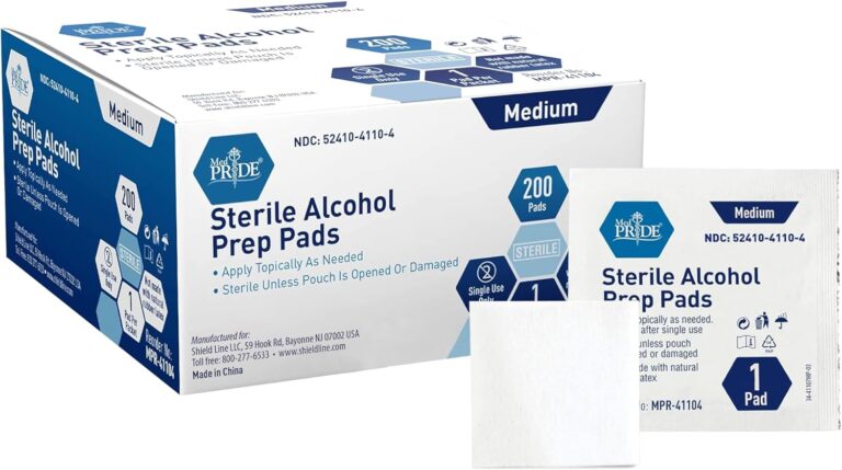 MED PRIDE Sterile Alcohol Prep Pads, Antiseptic, 70% Isopropyl, Individually Wrapped, Medical Grade 2 Ply Wipes (200 Count (Pack of 1) White)