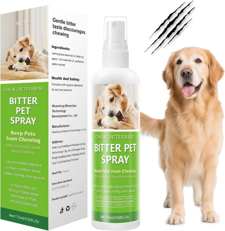 No Chew Spray for Dogs and Cats, Bitter Anti-Chew Dog Deterrent & Training Aid to Stop Chewing, Licking, Marking & Protects Furniture,Indoor & Outdoor Use 5.92 fl oz