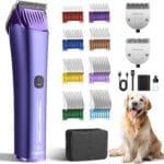 Professional Dog Grooming Clipper with Replacement Blade, 5-in-1 Adjustable Blade Cordless Pet Grooming Kit 2 Speed Trimmer Hair Shaver with Detachable Metal Combs Nova for Animal Horse