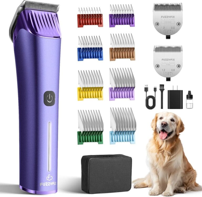 Professional Dog Grooming Clipper with Replacement Blade, 5-in-1 Adjustable Blade Cordless Pet Grooming Kit 2 Speed Trimmer Hair Shaver with Detachable Metal Combs Nova for Animal Horse