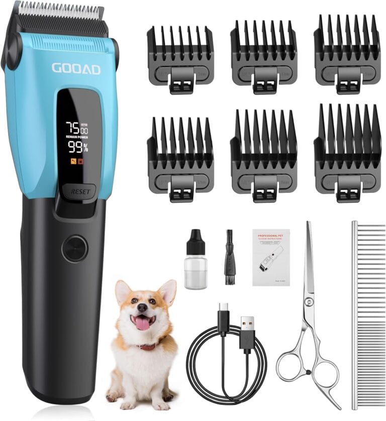 Dog Clippers for Grooming for Heavy Thick Coat, 3-Speed Low Noise Dog Grooming Kit, Electric Quiet Dog Hair Trimmer,Cordless,Rechargeable, Pet Hair Shaver for Small and Large Dogs Cats, Blue