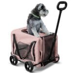 Dog Stroller 2 in 1 Pet Carrier Bag 4 Wheels Folding Dog Cart Pet Stroller for Travelling Shopping Walking Playing for Small Dogs Cats (Pink)