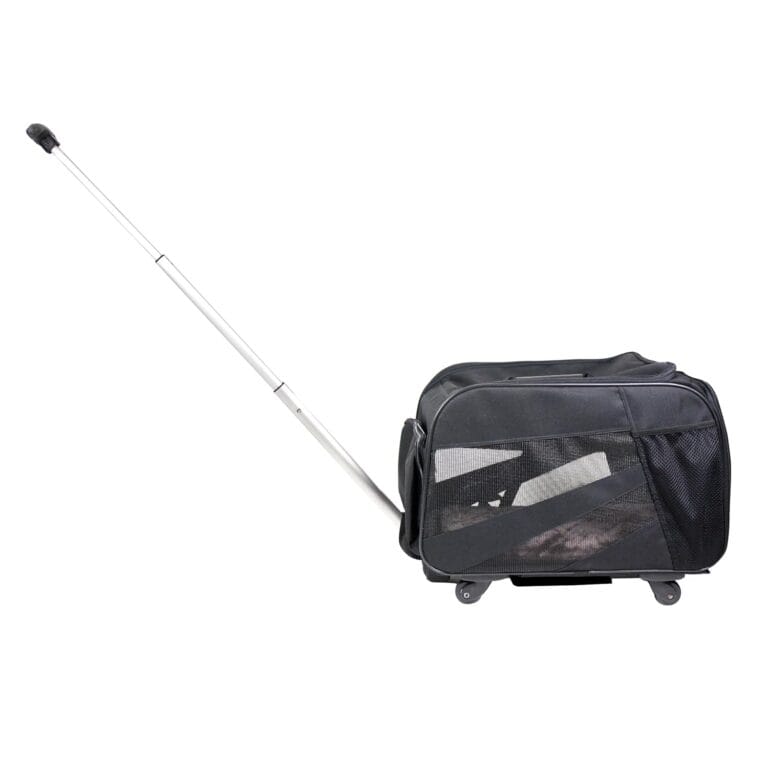 dbest products Smart Cart Pet Carrier with Wheels, Airline Approved Dog and Cat Carrier with Telescoping Handle, 21x12x12in, 24 lb Capacity, Black