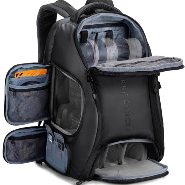 K&F Concept Camera Backpack,25L Large Capacity Camera Bag for Photographers with Raincover and 15.6 Inch Laptop Compartment Compatible for Canon/Nikon/Sony/DJI Mavic Drone