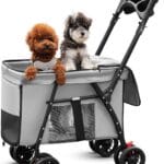 Pet Stroller Cat Dog Stroller Travel Folding Pet CarriersGray