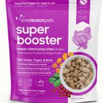 Smallbatch Freeze Dried Dog Treats, Superfood Food Topper Turkey Bites for Dogs & Cats, Probiotics, Organic Ingredients, High Protein, Grain Free Healthy Treat & Food Topper, Made in the USA, 7 oz Bag