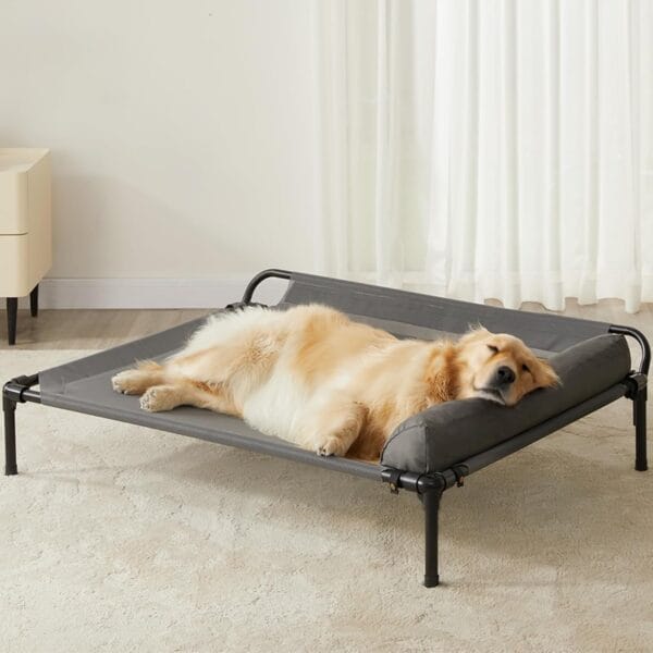 Cooling Elevated Dog Beds, Outdoor Raised Dog Bed for Large Pet, Elevated Outdoor Pet Cot, Durable Breathable Teslin Mesh with Slope Headrest, Chew Proof Portable Pet Bed for Indoor and Outdoor Use