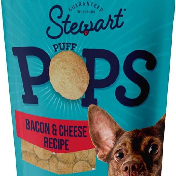 Stewart Freeze Dried Dog Treats, PuffPops Bacon and Cheese Recipe, Gluten Free, 5.8 Ounce Resealable Pouch, Made in USA, Dog Training Treats