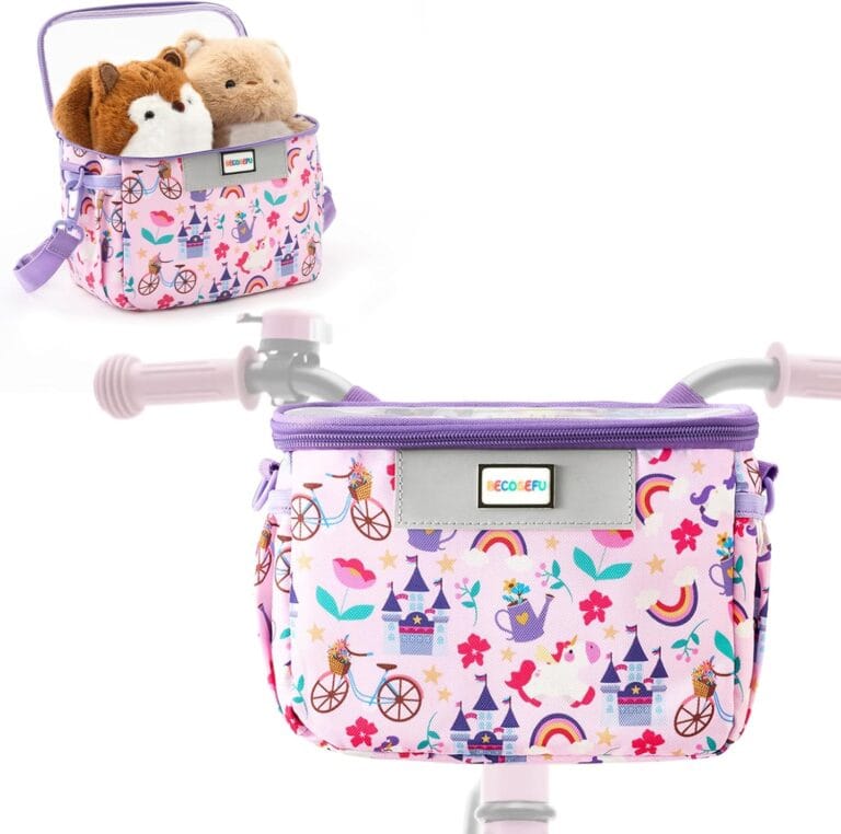 Bike Basket Kids,Bicycle Basket Front,Waterproof Fabric Handlebar Bag with Shoulder Strap, Fit Most Toddlers Bike or Scooter, Bike Accessories for Boys, Girls.