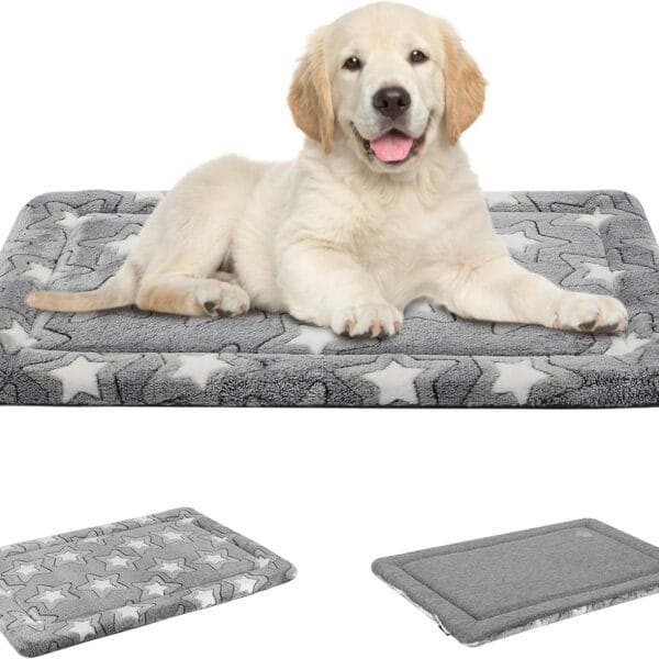 EMPSIGN Dog Crate Pad - Reversible Kennel Mat (Cool & Warm), Machine Washable, Cozy Star Pattern Sleeping Pad for Small Medium Large Dogs, All-Season Pet Bed, Suitable for 30"x20" Dog Crate, Grey