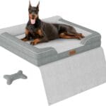 XXL Dog Beds for Extra Large Dogs, Giant Orthopedic Dog Sofa with Cooling Gel Memory Foam, Waterproof Pet Bed with Removable Washable Cover, 53" Pet Sofa Couch Dutch Velvet with Blanket Bone Toy