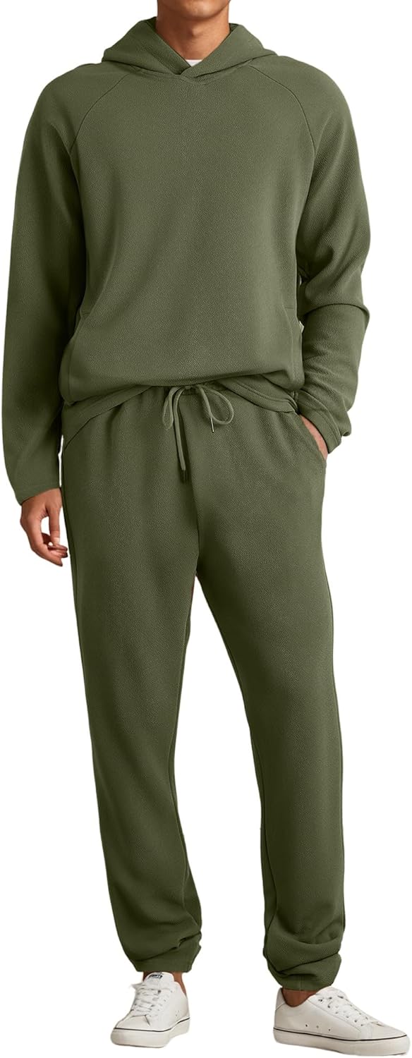 JMIERR Mens Textured Track Suits 2 Piece Set with Hoodie Sweatshirt and Sweatpants 2025 Casual Sweatsuit Set Airport Outfits JMIERR Mens Textured Track Suits 2 Piece Set with Hoodie Sweatshirt and Sweatpants 2025 Casual Sweatsuit Set Airport Outfits
