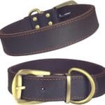 QRDA Leather Dog Collar Brown Dog Training Collar Heavy Duty Premium Leather Dog Collar Dog Collars for Large Dogs