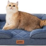 Orthopedic Dog Bed for Small Dogs, Washable Dog Beds with Bolsters, Memory Foam Pet Sofa with Removable Waterproof Cover & Nonskid Bottom, Navy Blue