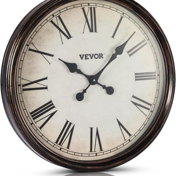 VEVOR Large Wall Clock, 20 in Wall Clock Roman Numerals, Battery Operated Non Ticking Silent Classic Decorative Round Clocks, for Living Room Bedroom Office Kitchen Dining Room Home Decor