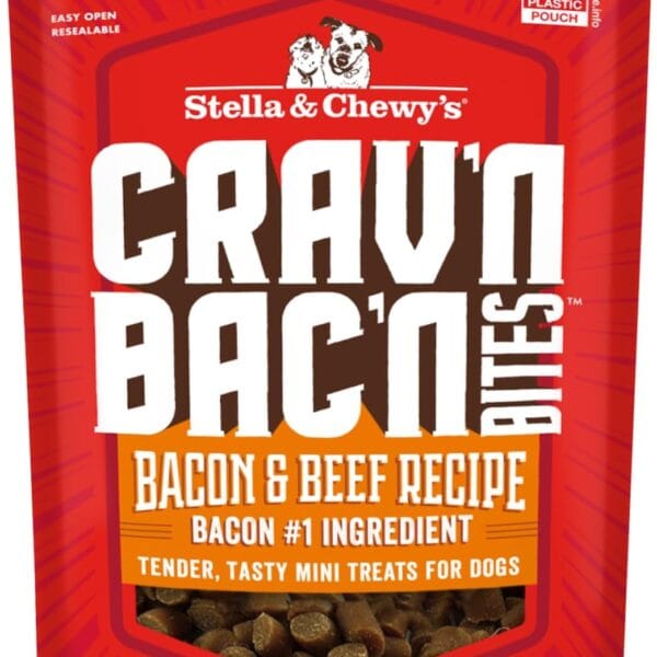 Stella & Chewy's Training Dog Treats - Crav'n Bac'n Soft Bacon & Beef Bites - Premium USA Made - Low Calorie Rewards - 8.25oz