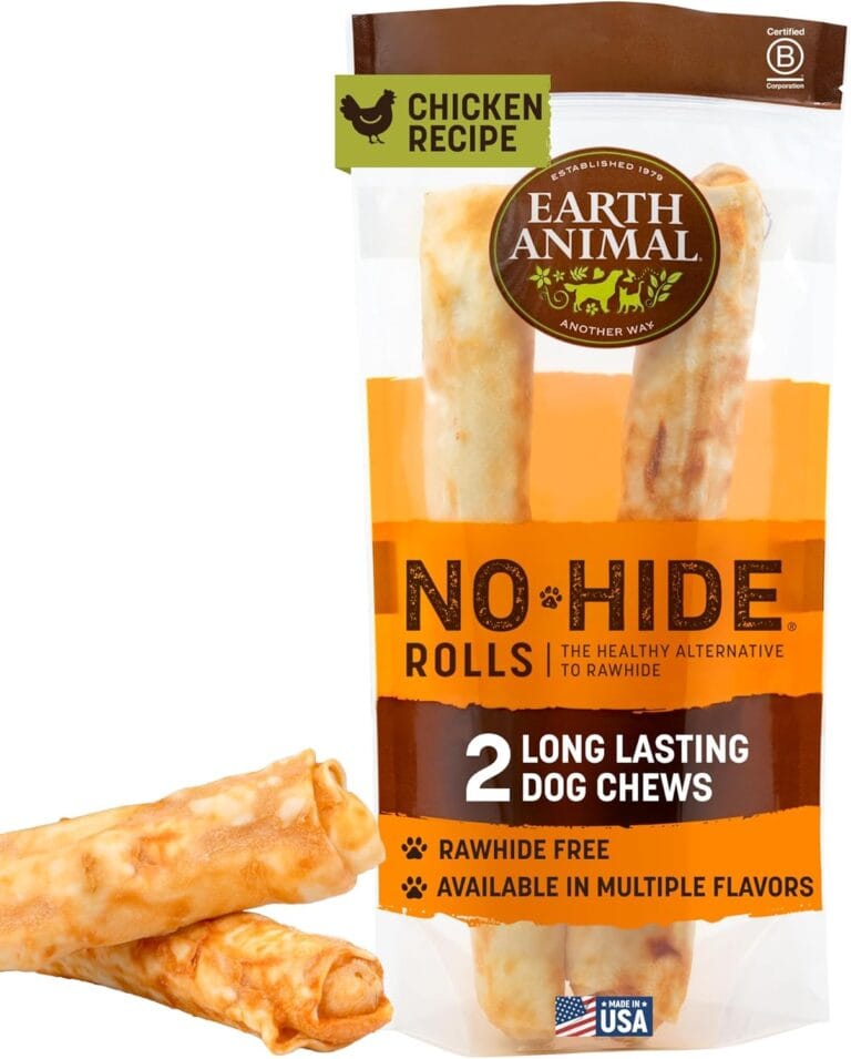 Earth Animal No Hide Chews - Long Lasting Rawhide Free Large Dog Chews Rolls, Chicken - 2 Count