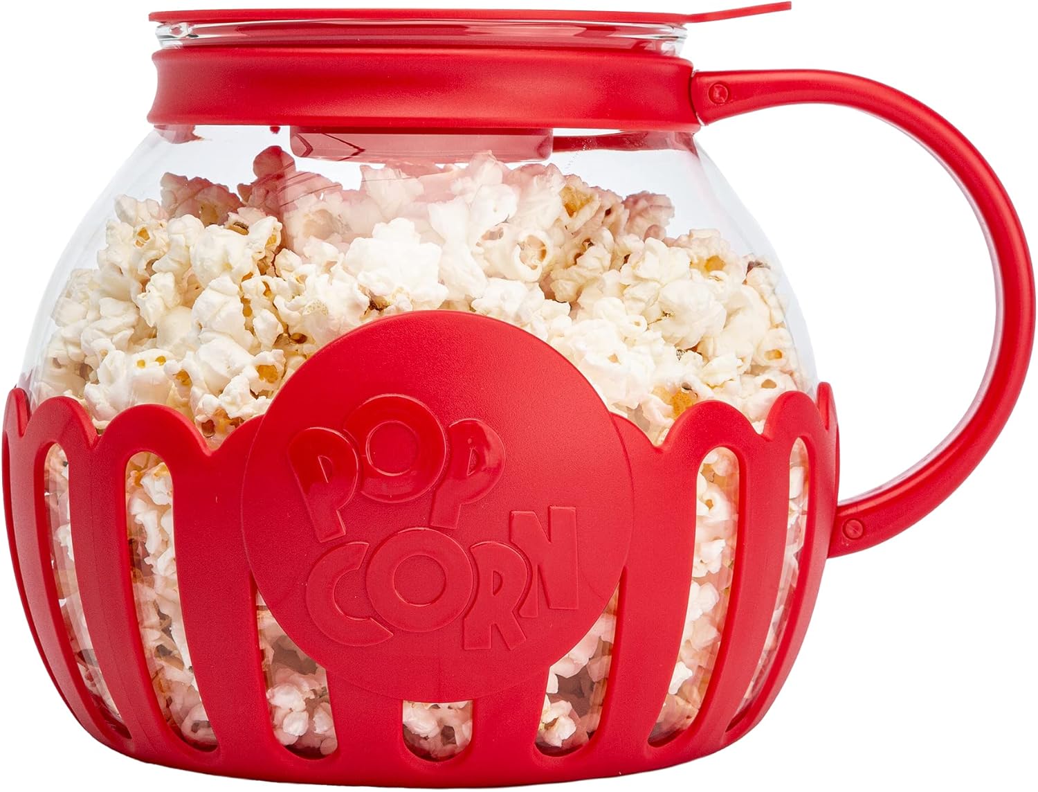 Ecolution Patented Micro-Pop Microwave Popcorn Popper with Temperature Safe Glass, 3-in-1 Lid Measures Kernels and Melts Butter, Made Without BPA, Dishwasher Safe, 3-Quart, Red Ecolution Patented Micro-Pop Microwave Popcorn Popper with Temperature Safe Glass, 3-in-1 Lid Measures Kernels and Melts Butter, Made Without BPA, Dishwasher Safe, 3-Quart, Red