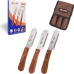 Professional Stripping Knife for Dogs, Best for Removing Unwanted Undercoat, Blades are Made of Stainless Steel with Wooden Handle Grip (Right-Handed, Rosewood)