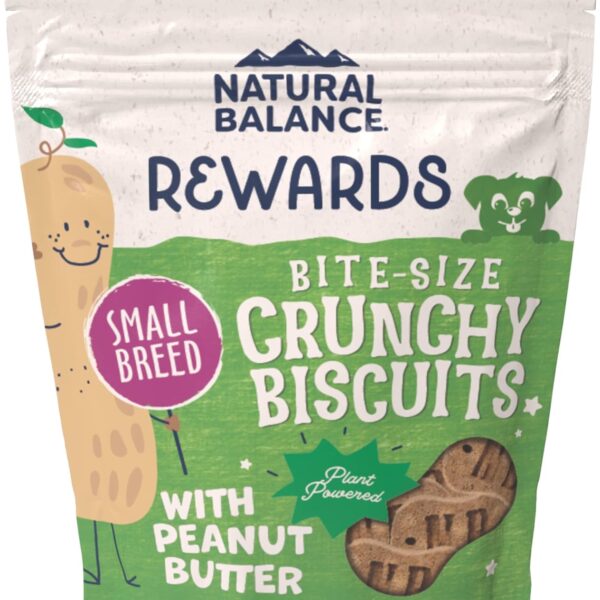 Natural Balance Limited Ingredient Rewards Crunchy Biscuits, Bite-Size Vegetarian Dog Treats for Small-Breed Adult Dogs, Peanut Butter Recipe, 8 Ounce (Pack of 1)