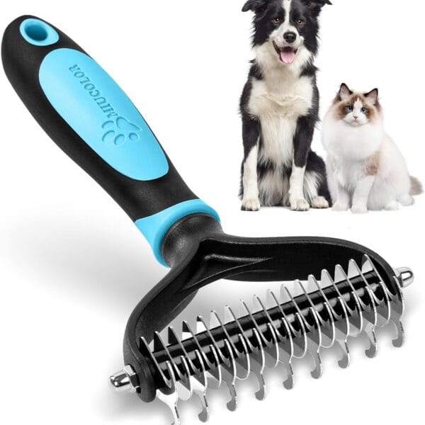 MIU COLOR Pet Grooming Brush, Undercoat Rake for Dogs & Cats, Professional Deshedding Brush and Dematting Tool, Extra Wide, 180mm, Blue