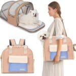 Expandable Pet Carrier Backpack, Cat Carrier Backpacks with Breathable Mesh for Cats Small Dogs Puppies Up to 25 Lbs Airline Approved Waterproof Travel Carrier with Safety Buckle for Hiking & Flights