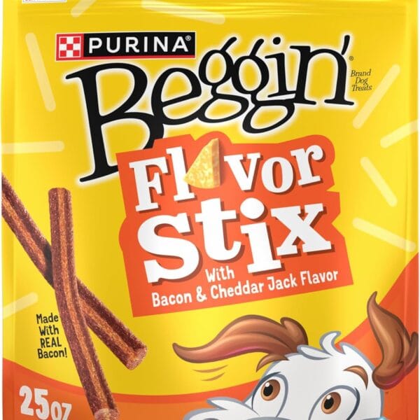 Beggin Flavor Stix Treats for Dogs with Bacon and Cheddar Jack Flavor - 25 oz. Pouch