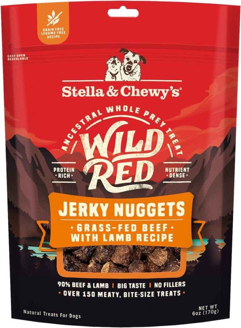 Stella & Chewy's Wild Red Jerky Nuggets - 90% Protein-Rich Beef & Lamb Dog Treats - Grain-Free Training Rewards for All Breeds - Made in USA - 6 oz Bag