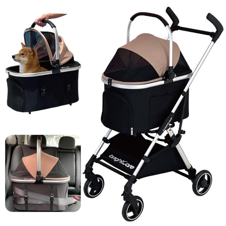 3-in-1 Small Pet Stroller for Small Dogs & Cats Under 20 lb with Detachable Carrier, Converts to Car Seat, Ultra-Lightweight only 11lb, One-Hand Fold, No-Zipper Entry
