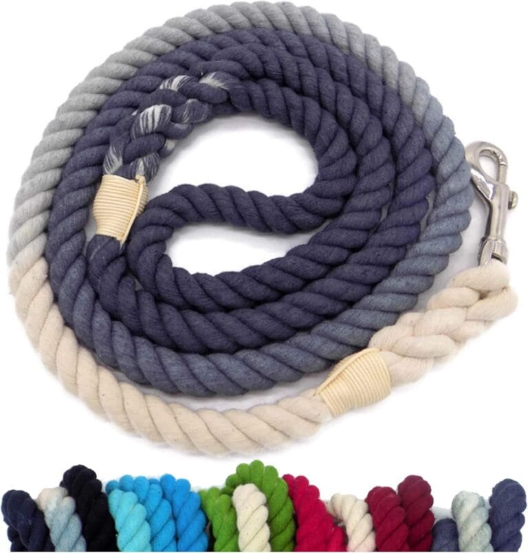Sier 5ft Ombre Rope Dog Leash Braided Cotton Heavy Duty Strong Durable Multi-Colored (Steel Grey)