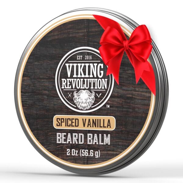 Viking Revolution Spiced Vanilla Beard Balm - Beard Butter with Argan Oil, Beard Softener for Men with Jojoba Oil - Beard Moisturizer for Men with Beeswax - Beard Wax for Men (2oz, 1 Pack)