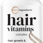 Micro Ingredients Hair Growth Vitamins for Women & Men, 120 Capsules | 14-in-1 Formula with Biotin, Collagen, Keratin, Saw Palmetto & More | Thicker, Fuller, Nourishes Thinning & Loss Hair Support