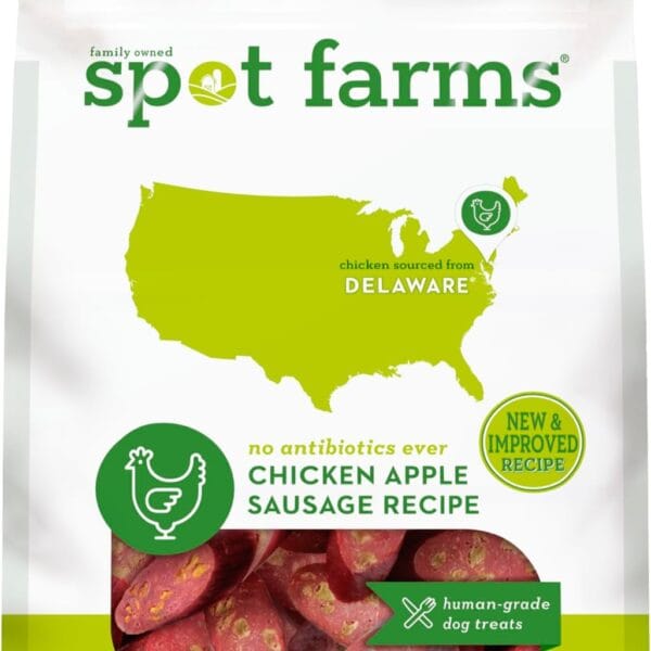 Spot Farms Chicken Apple Sausage Healthy All Natural Dog Treats Human Grade Made in USA 12.5 oz