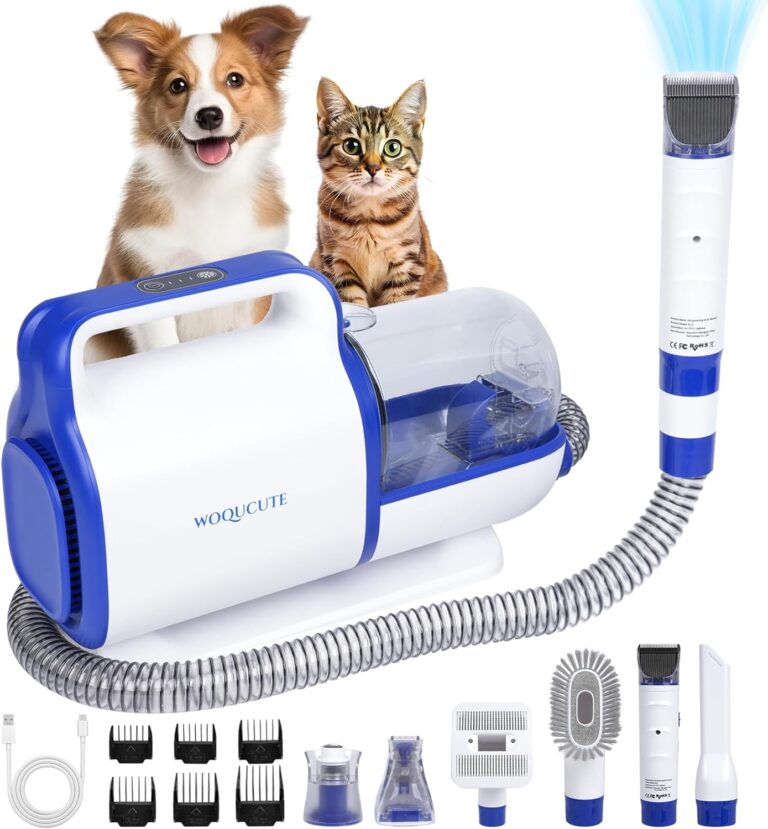 Cordless Dog Grooming Vacuum Kit, 11000Pa Dog Vacuum for Shedding Grooming with Clipper, Trimmer, Nail Grinder, Low Noise Pet Hair Vacuum for Dogs and Cats
