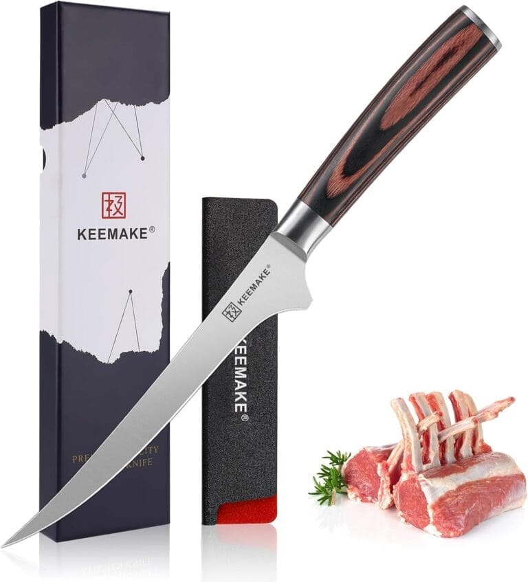 KEEMAKE Boning Knife 6 Inch, Super Sharp Fish Fillet Knife, High Carbon Stainless Steel Deboning Knives, Professional Boning Knives for Meat Cutting Poultry, Pakkawood Handle with Gift Box