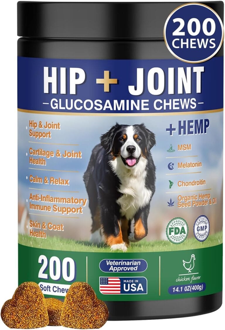Hip and Joint Supplement for Dogs 200 Hemp Dog Calming Chews with Glucosamine, Chondroitin, Msm, Omega 3, Melatonin for Senior Dogs Anxiety, Dog Pain Relief Anti Inflammatory Small/Medium/Large Breed