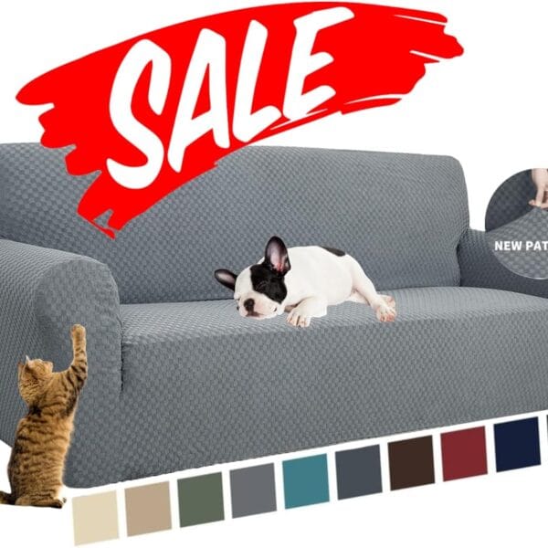 YEMYHOM Couch Cover Latest Jacquard Design High Stretch Sofa Covers for 3 Cushion Couch, Pet Dog Cat Proof Slipcover Non Slip Magic Elastic Furniture Protector (Sofa, Light Gray)