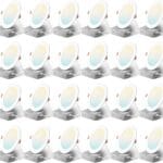 Amico 24 Pack 6 Inch 5CCT Ultra-Thin LED Recessed Ceiling Light with Junction Box, 2700K/3000K/3500K/4000K/5000K Selectable, 1050 Lumens, Dimmable Canless Wafer Downlight, 12W Eqv 110W-ETL&FCC