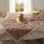 Waterproof Pet Blanket, Liquid Pee Proof Dog Blankets for Sofa Bed Couch, Reversible Sherpa Fleece Furniture Protector Cover for Small Medium Large Dogs Cats,Khaki X-Large85" x 57"
