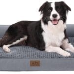 Orthopedic Dog Bed for Large Dog, XL Pet Couch for Extra Large Dog, Big Supportive Foam Bolster Sofa with Waterproof Lining Cover, Anti-Slip, Comfort, Washable, 42x30x7.5 in, U-Shaped, Grey