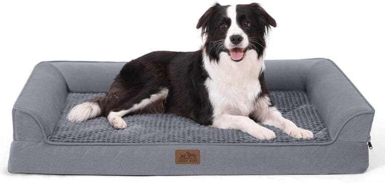 Orthopedic Dog Bed for Large Dog, XL Pet Couch for Extra Large Dog, Big Supportive Foam Bolster Sofa with Waterproof Lining Cover, Anti-Slip, Comfort, Washable, 42x30x7.5 in, U-Shaped, Grey
