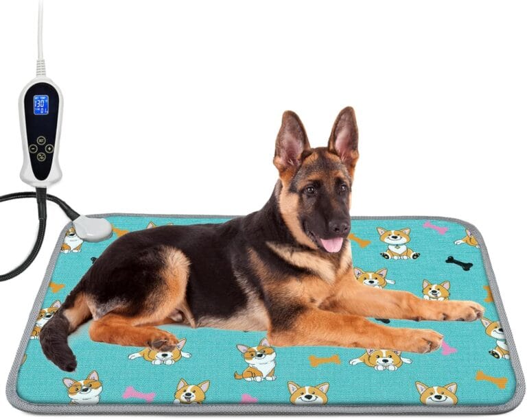Dog Heating Pad 28x18 in with Thermostat, Heated Cat Bed Mat, Adjustable Temperature&Timer, Waterproof Cat Bed with Chew Resistant Cord