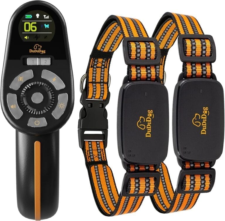 Adjustable Shock Levels Dog Training Collar with 9.8 FT Retractable Leash  Remote E-Collar for 2 Dogs, 3200 FT Range, Color Screen, Beep Vibration Static, IP67 Waterproof, USB-C Rechargeable