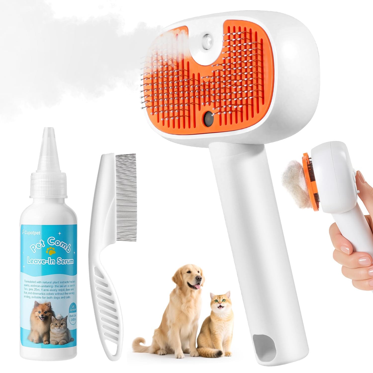 Pet Steam Brush for Dog &Cat, 3-in-1 Self-Cleaning Dog Brush Pet Spray Hair Removal Comb, 2 Spray Modes Rechargeable Deshedding Dog Steam Spray Hair Brush for Shedding Massaging Cleaning (White) Pet Steam Brush for Dog &Cat, 3-in-1 Self-Cleaning Dog Brush Pet Spray Hair Removal Comb, 2 Spray Modes Rechargeable Deshedding Dog Steam Spray Hair Brush for Shedding Massaging Cleaning (White)