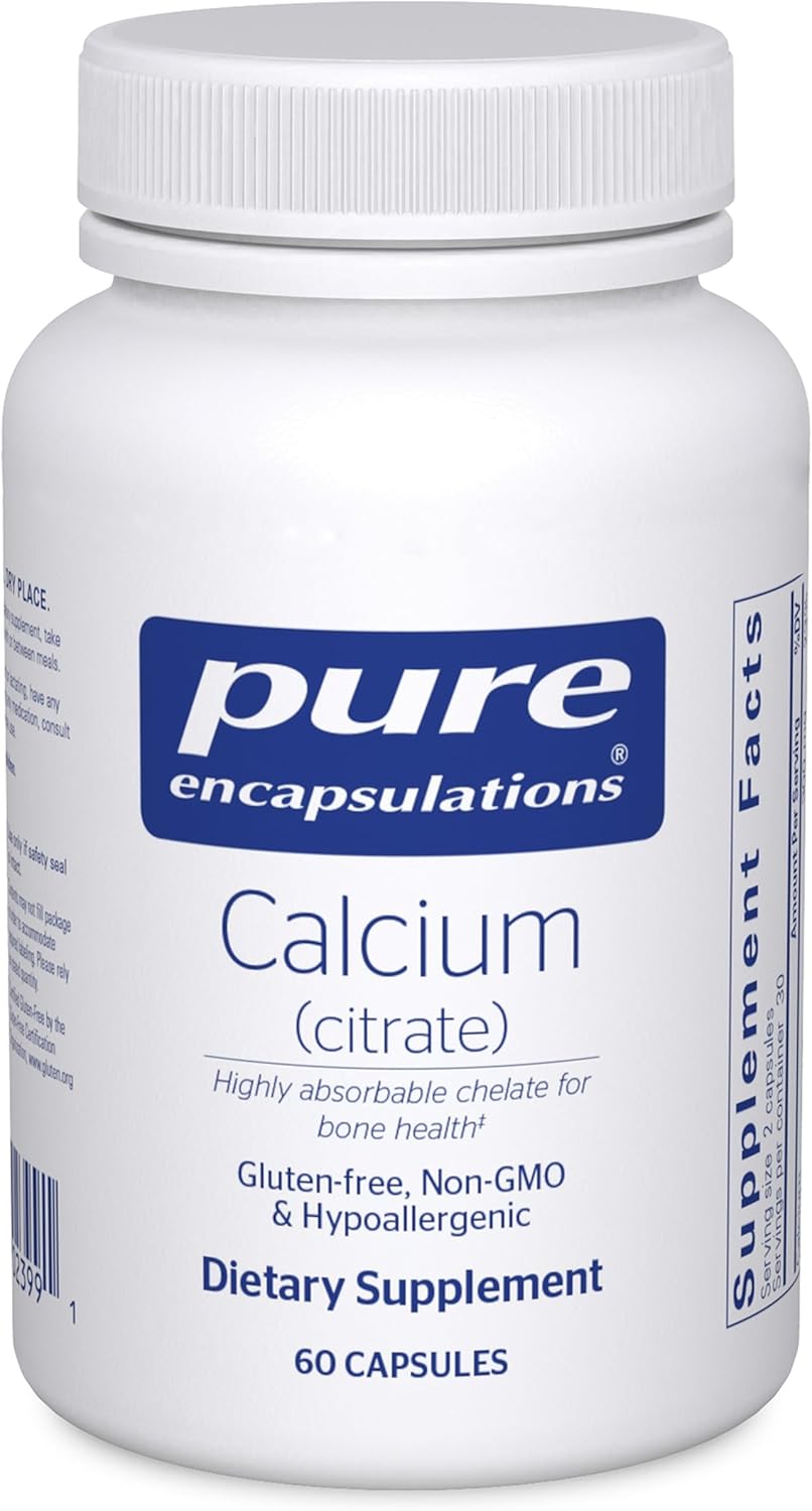 Pure Encapsulations Calcium (Citrate) - Supplement for Bone, Teeth, Colon, and Cardiovascular Health Support* - with Premium Calcium Citrate - 60 Capsules Pure Encapsulations Calcium (Citrate) - Supplement for Bone, Teeth, Colon, and Cardiovascular Health Support* - with Premium Calcium Citrate - 60 Capsules
