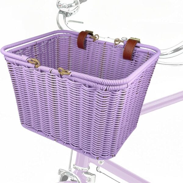 Bike Basket Front,Hand-Woven Bicycle Basket for Adult Bikes with Leather Straps, Easy Detachable,30 * 24 * 19cm