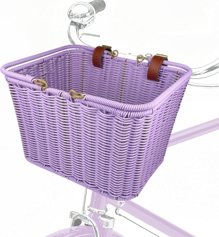 Bike Basket Front,Hand-Woven Bicycle Basket for Adult Bikes with Leather Straps, Easy Detachable,30 * 24 * 19cm