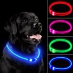 LED Dog Collar, Rechargeable Light Up Dog Collars,IP67 Waterproof Dog Lights for Night WalkingAdjustable, Reusable Safety Necklace for Small Medium Large Dogs(Blue)